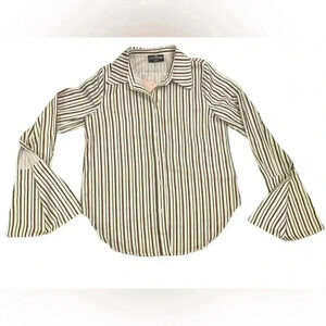 NWT Kittenish Green and Brown Striped Button Down